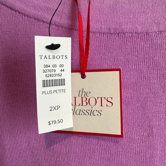 Talbots Classics Bateau Neck Sweater Pullover Top 2X Petite Lavender Pink Lilac - Picture 2 of 8